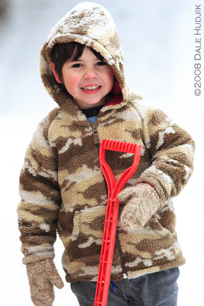 little boy with shovel