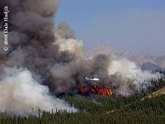 Helicopter and Flames